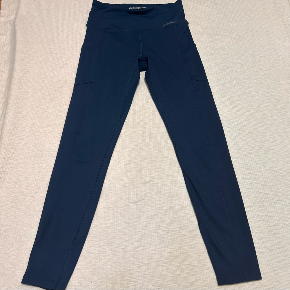 Eddie Bauer Trail Leggings Navy Blue Size Small S Pockets Compression